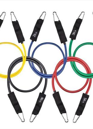 Набор трубчатых эспандеров для фитнеса 5 штук / многофункциональный комплект + чехол