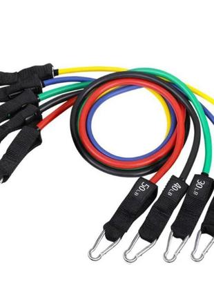 Набор трубчатых эспандеров для фитнеса 5 штук / многофункциональный комплект + чехол