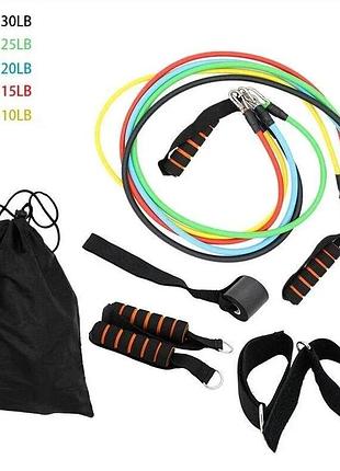 Набор трубчатых эспандеров для фитнеса 5 штук / многофункциональный комплект + чехол