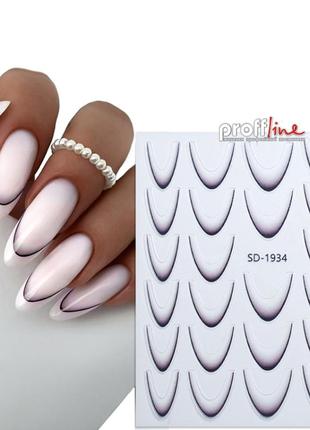 Наклейки для ногтей 5d nail stickers sd-1934 френч градиент черный