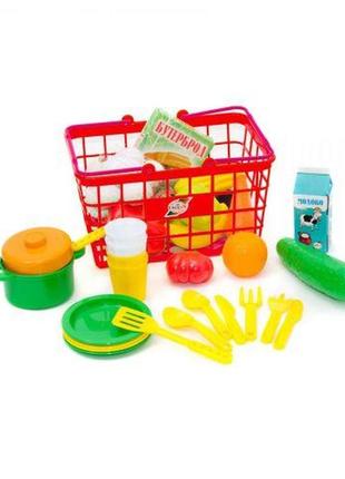 Кошик з продуктами і посудом "пікнік", 37 ел (червона)