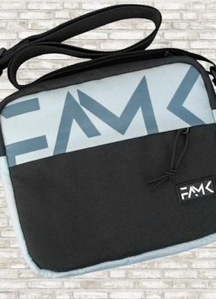 Сумка месенджер через плече famk чорна з сірим (287022718)