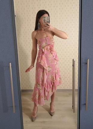 Лёгкое шифоновое платье zara, платье zara в цветочный принт, нарядное платье, коктейльное платье