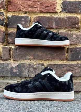 Кеди чорні з хутром прошиті