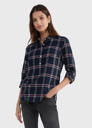 Женская рубашка в клетку tommy hilfiger теплая