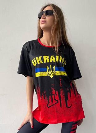 Женская футболка оверсайз patriotic colors патриотическая микродайвинг черно-красная