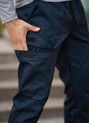 Мужские штаны карго cloud весенние с карманами осенние брюки коттоновые прямые синие9 фото