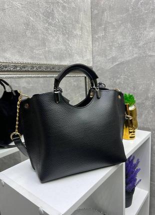 Сумка женская черная сумочка из замши и экокожи8 фото