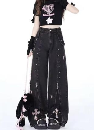 Джинсы оверсайз широкие y2k dollskill гранж брюки