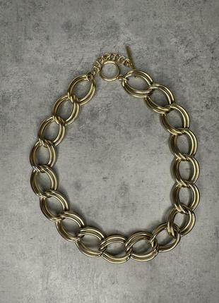 Товстий широкий золотий ланцюг масивне кольє