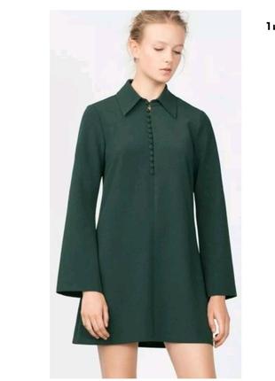 С илтные зелёное мини платье ретро  zara