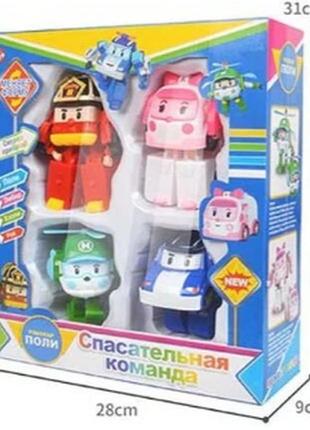 Набір машин трансформер робокари полі 335 a в коробці