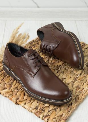 Чоловічі туфлі 14117 коричневі шкіра4 фото