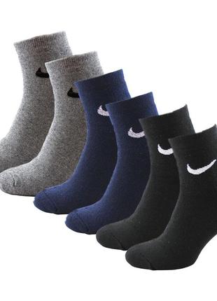 Зимові чоловічі шкарпетки nike 6 пар 41-45 кольорові махрові