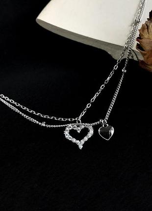 Браслет на ногу срібний подвійний гармонія сердець, анклет два серця, срібло 925 проби, довжина 20+4 см9 фото