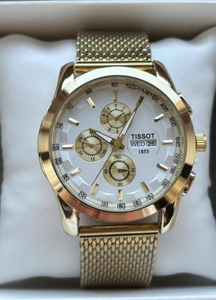 Топ! мужские часы  tissot на браслете золотого цвета