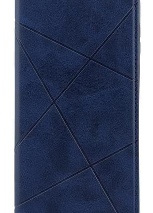 Чехол книжка business leather для xiaomi redmi note 9s на магните с подставкой темно-синий