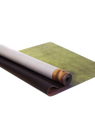 Килимок для йоги замшевий каучуковий двошаровий 3мм record fi-5662-49 (розмір 1,83мх0,61мх3мм, зелений)
