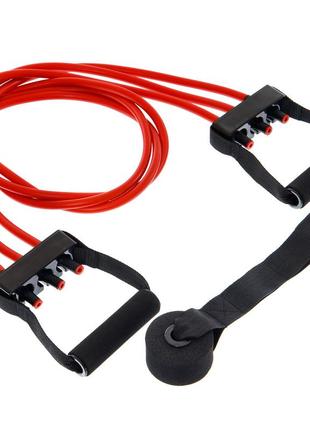 Еспандер трубчастий із ручками з дверним фіксатором zelart resistance band 8021-30-170 30lb d-12 мм l-170 см