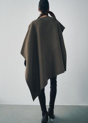 Накидка из смешанной шерстяной ткани с брошкой zw collection3 фото