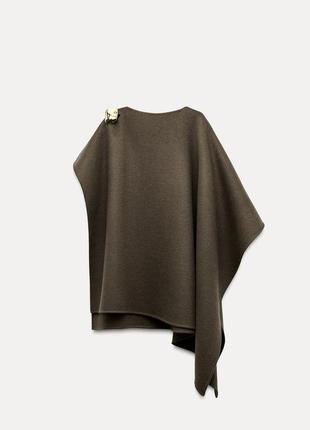 Накидка из смешанной шерстяной ткани с брошкой zw collection9 фото