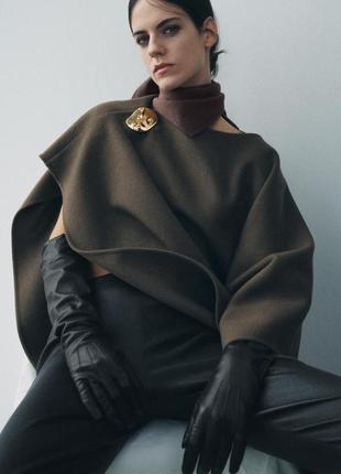 Накидка из смешанной шерстяной ткани с брошкой zw collection6 фото