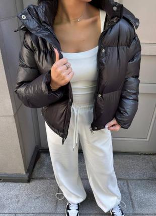Укороченый пуховик в стилі zara