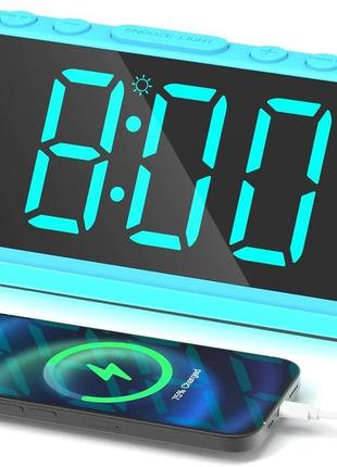 Без упаковки цифровой будильник для спален с usb-зарядными устройствами, красочный ночной будильник, повтор