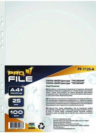Файл а4 , з тисненням, прозорий, 25 мкм, (100 шт)
