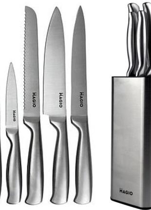 Кухонные ножи на подставке набор 5 шт magio для любых кулинарных задач