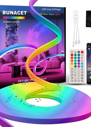 Світлодіодна стрічка bunacet неон 16 м rgb + ic 24 в водонепроникний ip65 864 led гнучка силіконова стрічка