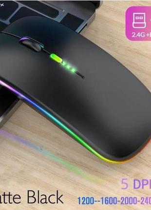 Перезаряджувана бездротова 2 в 1 bluetooth+usb миша, акумуляторна