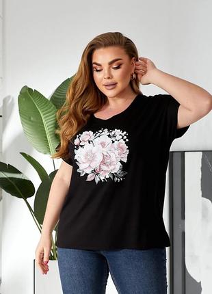 Летняя женская футболка из вискозы батал6 фото
