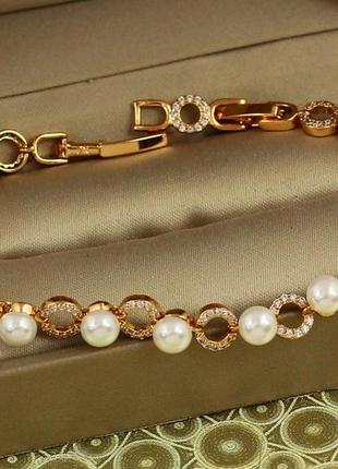 Браслет xuping jewelry чистота с жемчугом 18 см 6 мм золотистый