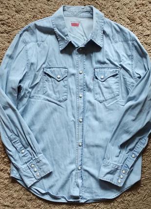 Джинсовая мужская голубая рубашка levis 605890  размер l