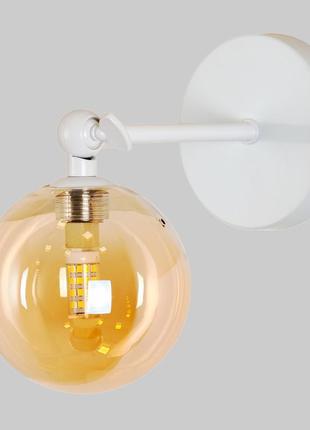 Бра "globe wall light" с белым корпусом и коричневым плафоном 10 см (61-w100f-1 wh+br)