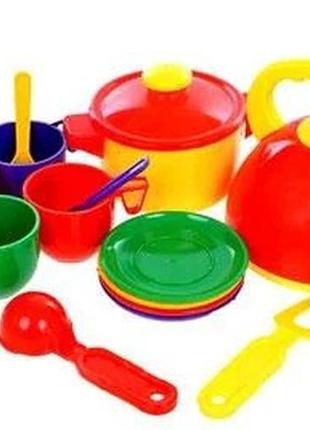 Детский игровой набор посудки юника 70316 16 предметов разноцветный , лучшая цена