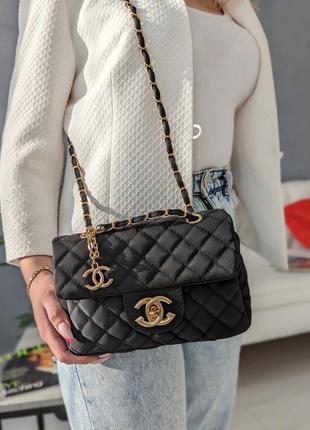 Женская черная нейлоновая сумка шанель мягкая chanel