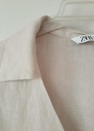 Льняная блуза с расклешенными рукавами и кисточками zara9 фото