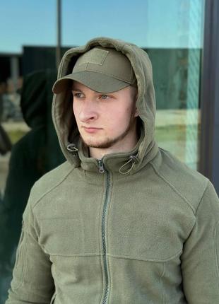 Чоловіча тактична флісова кофта олива з капюшоном куртка військова  флісова кофта тепла олива ,зимова тактична кофта5 фото