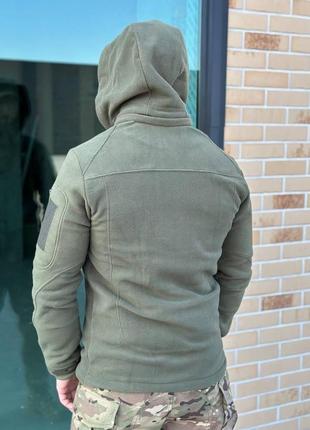 Чоловіча тактична флісова кофта олива з капюшоном куртка військова  флісова кофта тепла олива ,зимова тактична кофта7 фото