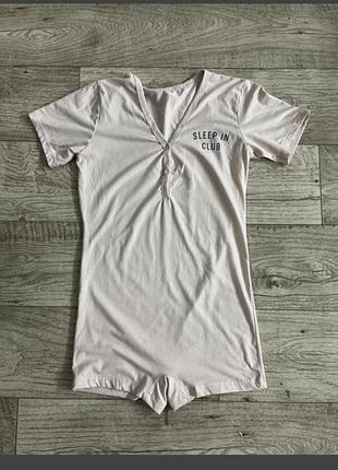 Нежно розовая пижама комбинезон