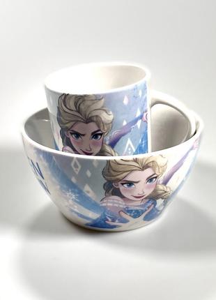 Набір дитячого посуду чашка та тарілка disney frozen