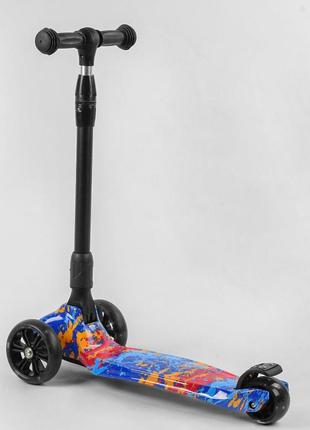 Дитячий самокат best scooter 82-961 maxi. складане алюмінієве кермо, 3 pu колеса з підсвічуванням. блакитний6 фото
