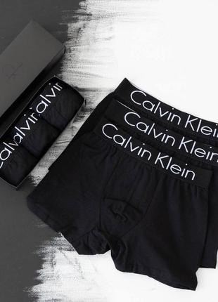 Мужские трусы calvin klein черные набор нижнего белья 3 штуки