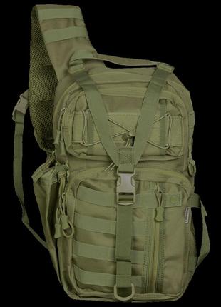 Однолямочный тактический рюкзак со скрытым отделением оружия camotec tcb olive, военный рюкзак 20л