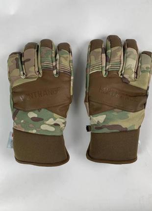 Тактичні зимові рукавички шкіряні мультикам рукавички теплі мультикам для військових зсу розмір m l xl