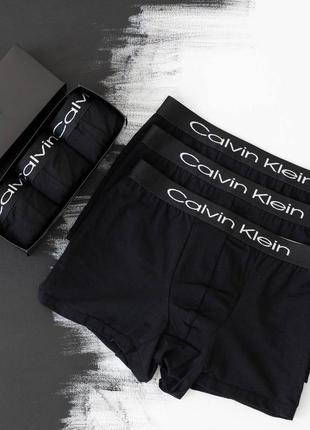 Мужские трусы calvin klein черные набор нижнего белья 3 штуки