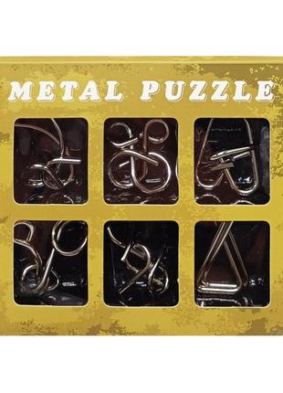Набор головоломок металлических metal puzzle 2116 6 штук в наборе зеленый , лучшая цена