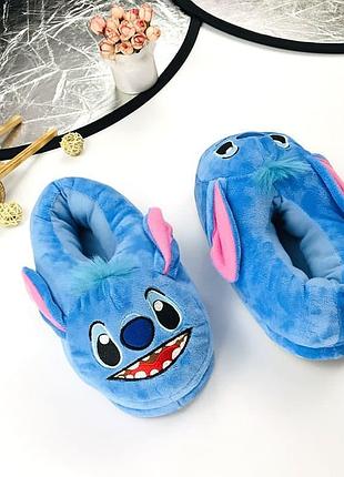 М'які домашні чоловічі тапочки блакитні, тапки-лапки стіч для кигуруми закриті плюшеві